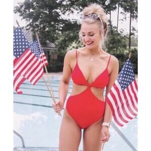 J.Crew Red Cutout one-piece swimsuit Size 8 H2810